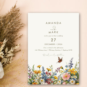 Elegant Wildflowers bloom bouquet  Invitation