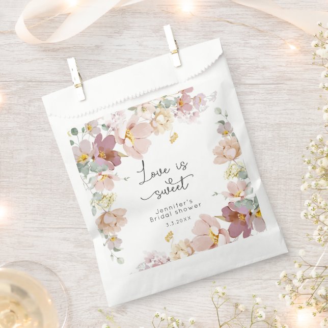 Elegant Wildflowers blush pink bridal shower Favour Bag (Clipped)