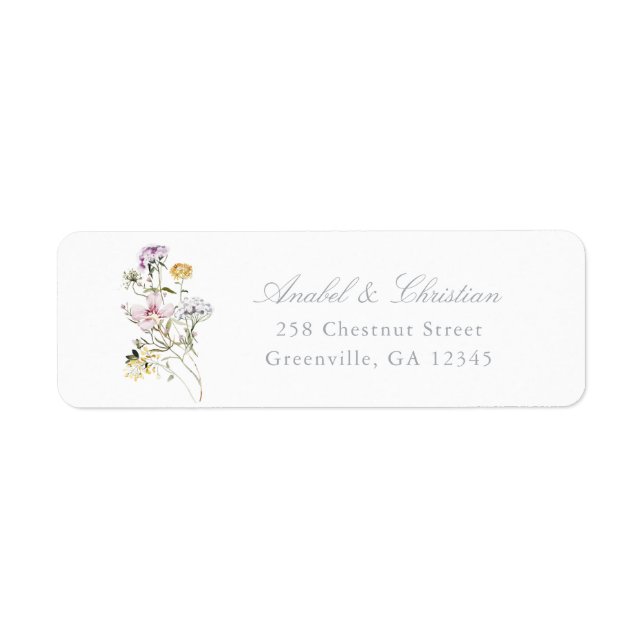 Elegant Wildflowers Blush Return Address Label (Front)