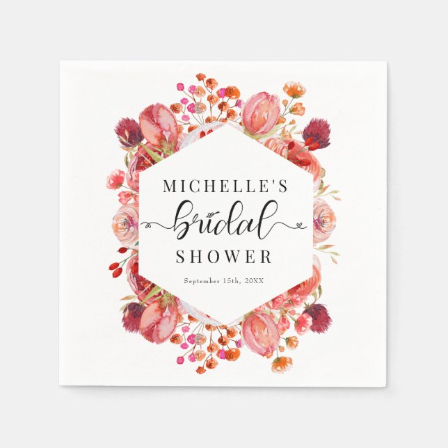 Elegant Wildflowers | Boho Bridal Shower  Napkin (Front)