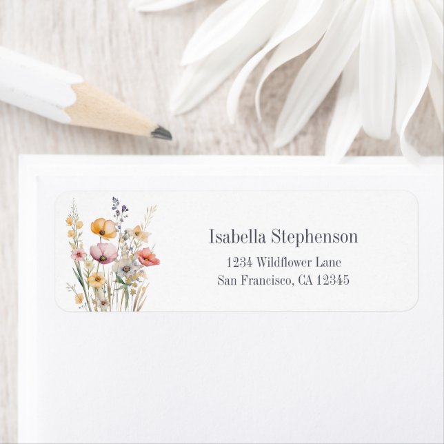 Elegant Wildflowers Boho Return Address Label (Insitu)