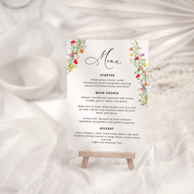 Elegant Wildflowers Bridal Shower Menu (Creator Uploaded)