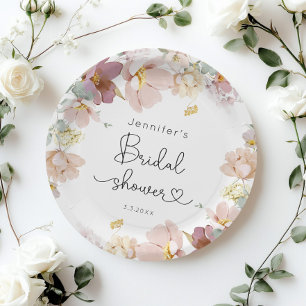 Elegant Wildflowers bridal shower Paper Plate