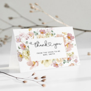 Elegant wildflowers bridal shower thank you card
