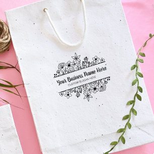 Elegant Wildflowers Business Modern Script  Rubber Stamp