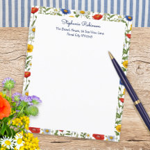 Elegant Wildflowers Colourful Floral Border Paper