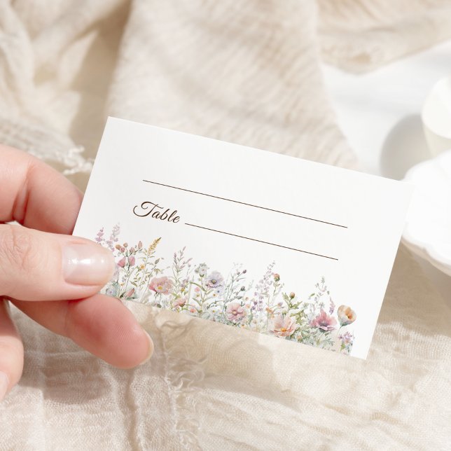 Elegant Wildflowers Floral Watercolor Wedding Place Card (Creator Uploaded)