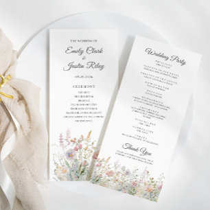 Elegant Wildflowers Floral Watercolor Wedding Program