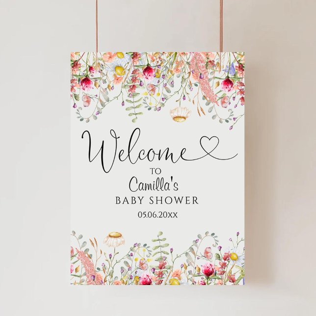 Elegant Wildflowers Meadow Baby Shower Welcome Poster (Creator Uploaded)