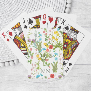 Elegant Wildflowers Meadow Monogrammed  Playing Cards