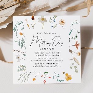 Elegant Wildflowers Mother's Day Brunch Invitation