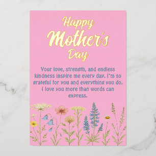 Elegant Wildflowers Mother's Day Foil Holiday Card