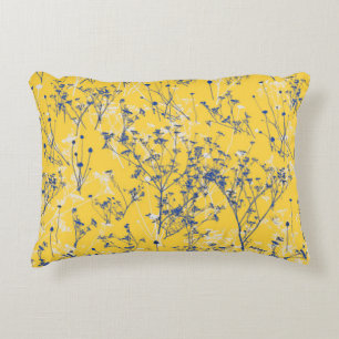 Elegant Wildflowers on Mustard Yellow Decorative Cushion