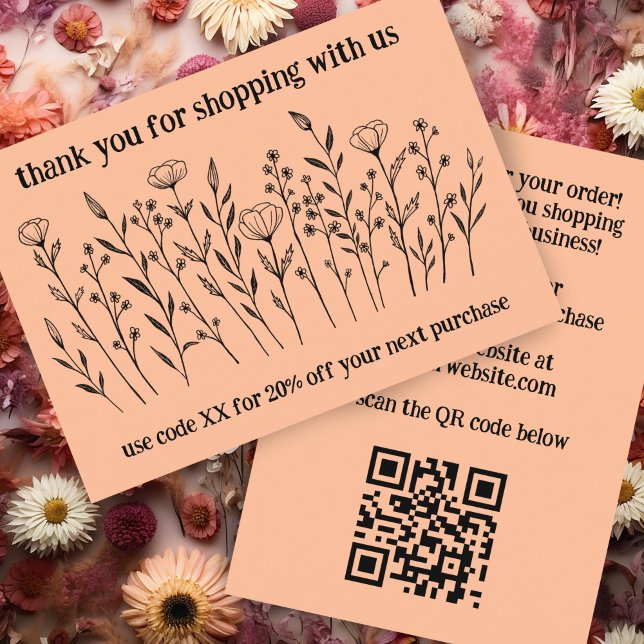 Elegant Wildflowers ORDER THANK YOU QR Code Business Card (Elegant Wildflowers ORDER THANK YOU QR Code Thank you for your Business Card Discount  Postcard
)