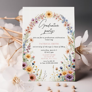 Elegant Wildflowers Photo Graduation Party Invitation