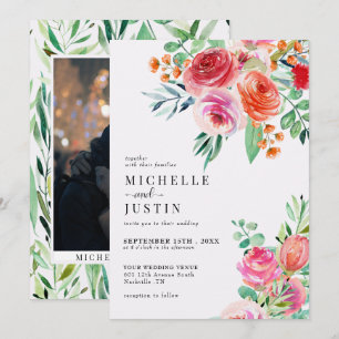 Elegant Wildflowers   Rustic Photo Wedding Invitation