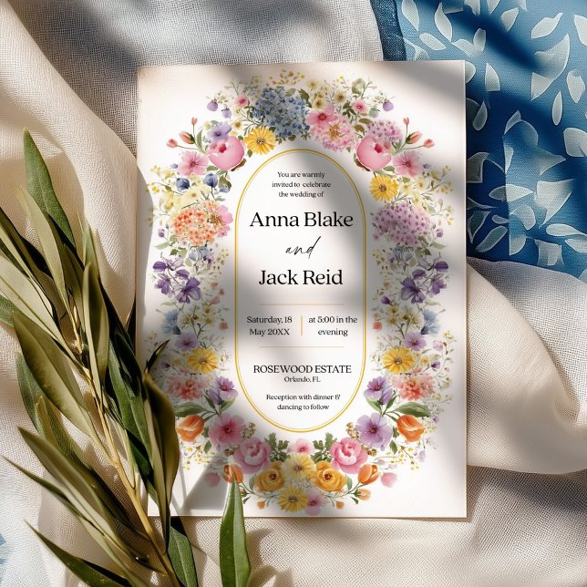 Elegant Wildflowers Spring Garden Wedding Invitation (Creator Uploaded)