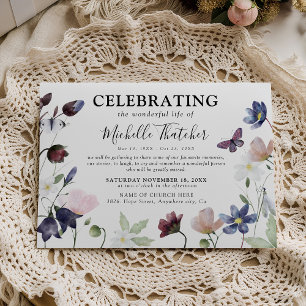 Elegant Wildflowers Sympathy Memorial Funeral Invitation