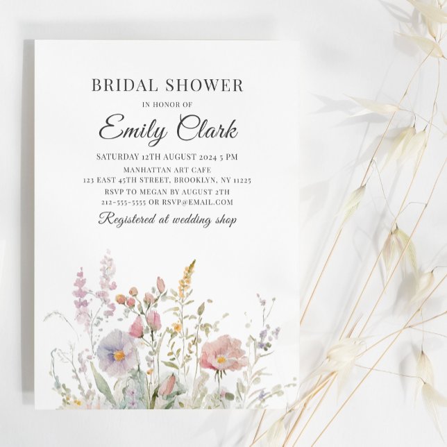 Elegant Wildflowers Watercolor Bridal Shower Invitation (Creator Uploaded)