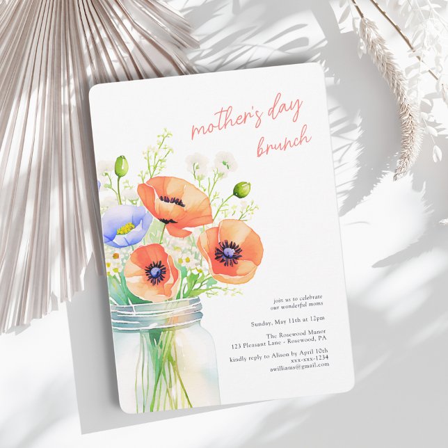 Elegant Wildflowers Watercolor Mother's Day Brunch Invitation (Creator Uploaded)