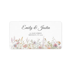 Elegant Wildflowers Watercolor Wedding Address Label