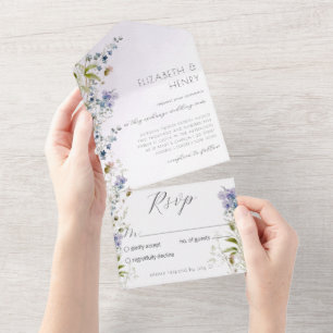 Elegant Wildflowers Wedding  All In One Invitation