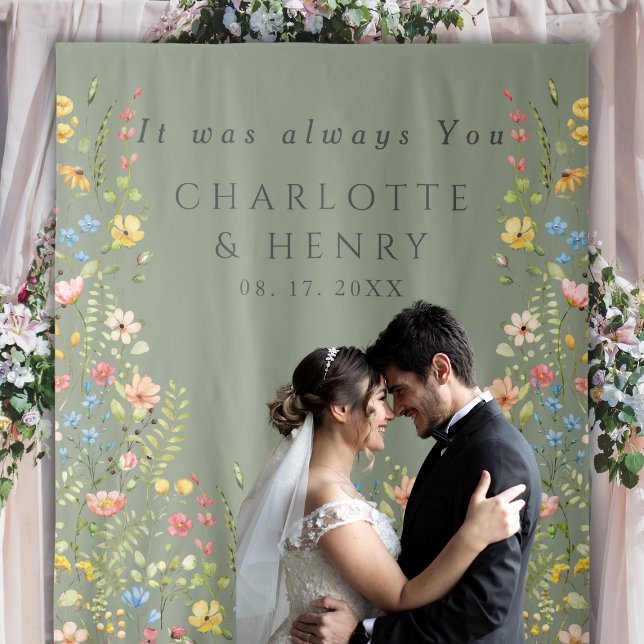  Elegant Wildflowers Wedding Backdrop Tapestry (Creator Uploaded)