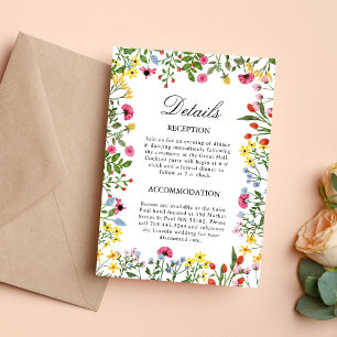 Elegant Wildflowers Wedding Details Enclosure Card