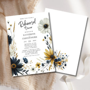 Elegant Wildflowers Wedding Rehearsal Dinner Invitation