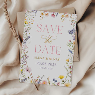 Elegant Wildflowers Wedding Save the Date Invitation