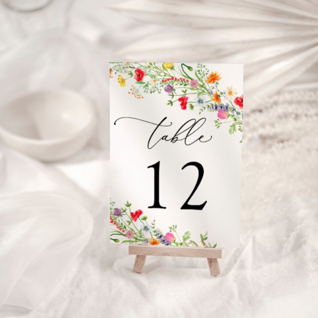Elegant Wildflowers Wedding Table Number (Creator Uploaded)