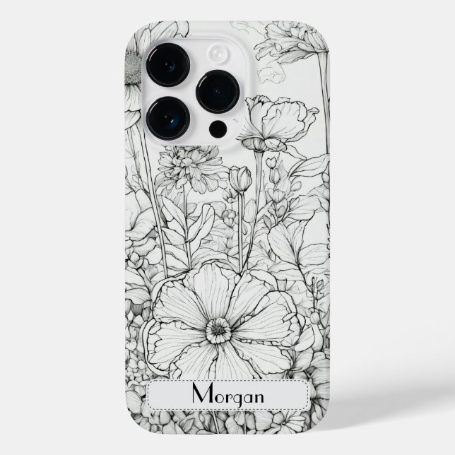 Elegant Wildflowers white and black Case-Mate iPhone Case (Back)