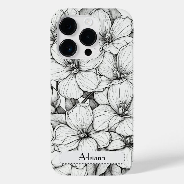 Elegant Wildflowers white and black Case-Mate iPhone Case (Back)