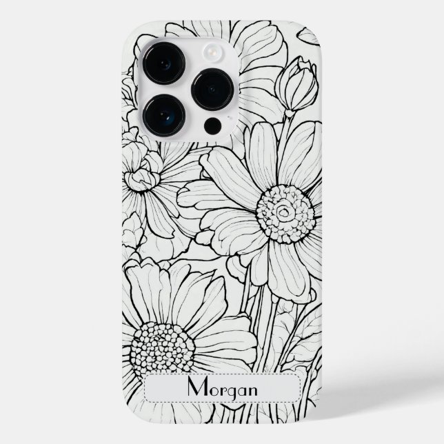 Elegant Wildflowers white and black Case-Mate iPhone Case (Back)