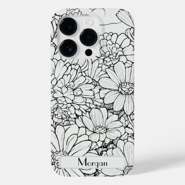 Elegant Wildflowers white and black Case-Mate iPhone Case (Back)