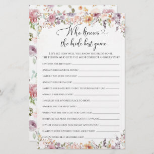 Elegant Wildflowers Who knows the bride best game