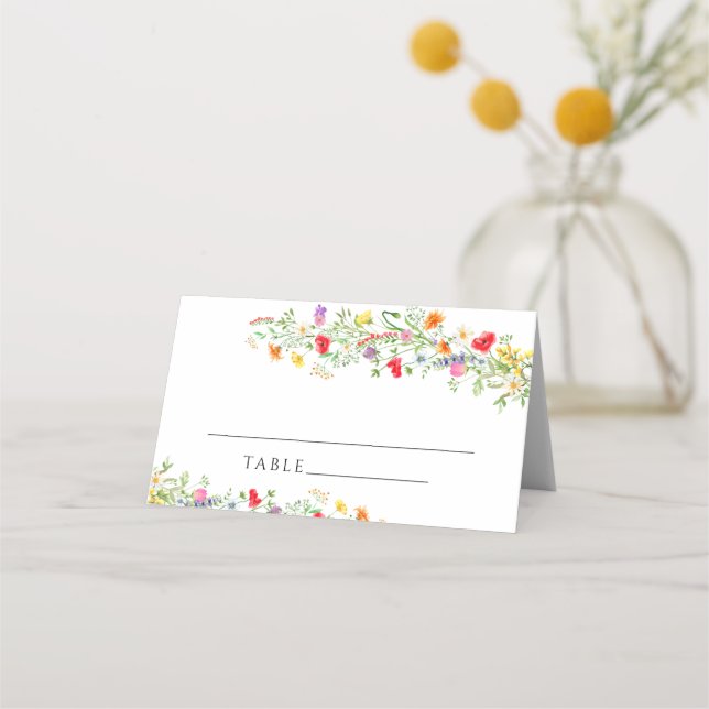 Elegant wilflowers wedding place card (Front)