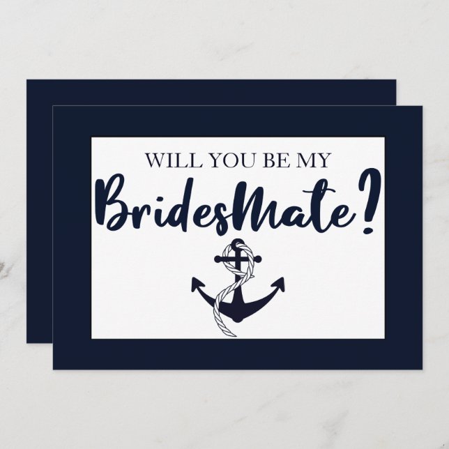 Elegant Will You Be My Bridesmate Bridesmaid Card (Front/Back)