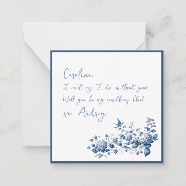 Elegant Will You Be My Something Blue Wedding Card (Front)