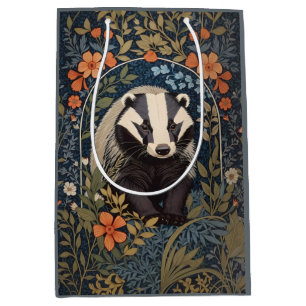 Elegant William Morris Inspired Badger Medium Gift Bag