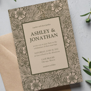 Elegant William Morris Marigold Pattern Wedding Invitation