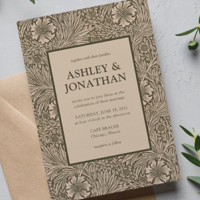 Elegant William Morris Marigold Pattern Wedding Invitation (Creator Uploaded)