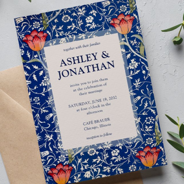Elegant William Morris Medway Pattern Wedding Invitation (Creator Uploaded)