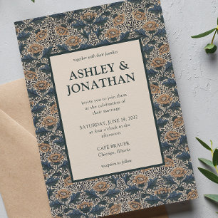 Elegant William Morris Peony Pattern Wedding Invitation