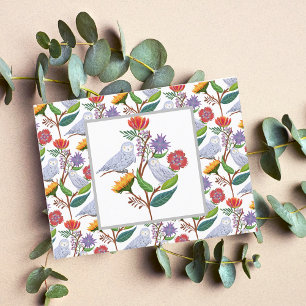 Elegant William Morris Style Owls With Sunflowers  Postcard