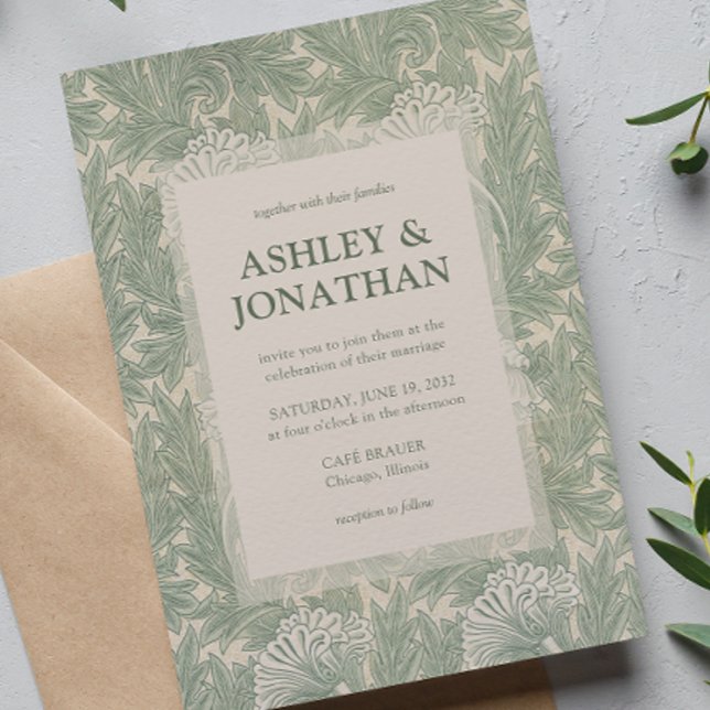 Elegant William Morris Tulip Pattern Wedding Invitation (Creator Uploaded)