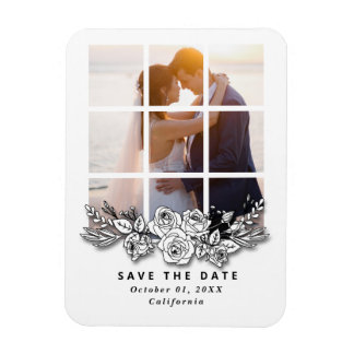 Elegant Window with Image Wedding Save the Date Magnet