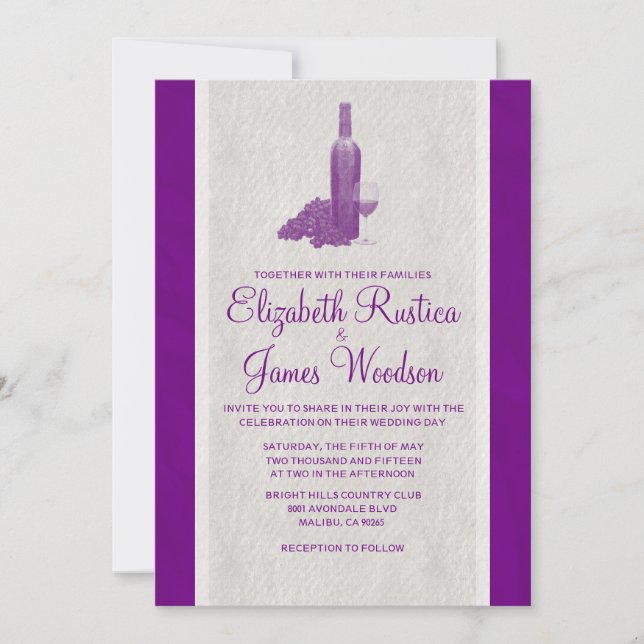 Elegant Wine Bottle Wedding Invitations (Front)