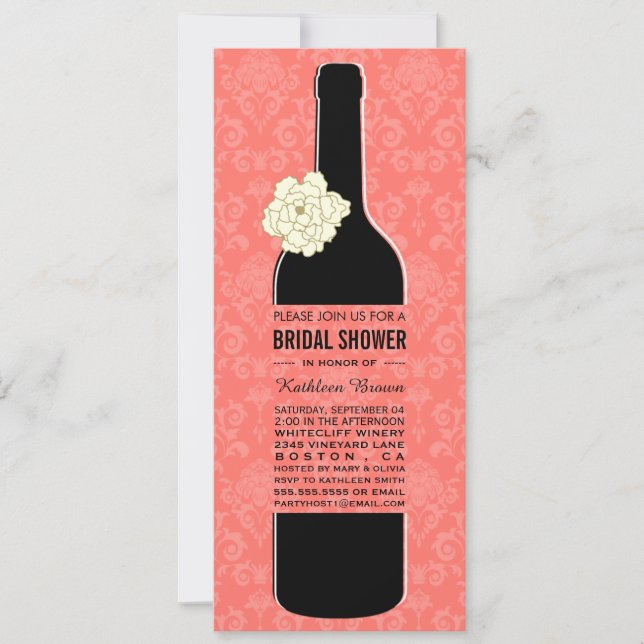 Elegant Wine Bridal Shower Invitations (Front)