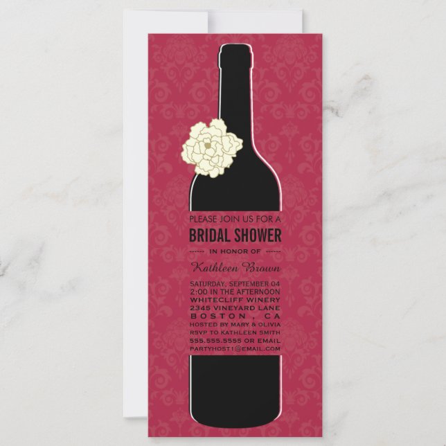 Elegant Wine Bridal Shower Invitations (Front)